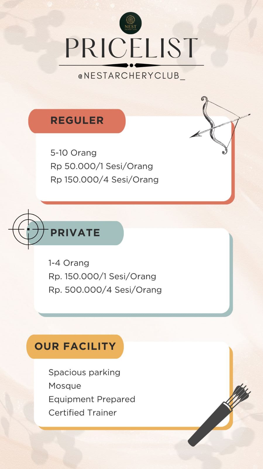 daftar harga latihan memanah di depok